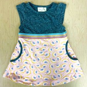New Miki Miette Dress Girls 6M Aya Rainbows Knit Metallic Summer Sleeveless Grey